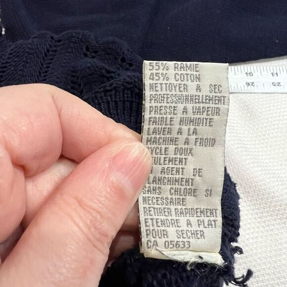 Vintage Susan Bristol Navy Blue Rose Crochet Hem Cardigan Hand Embroidered XL‎ - Picture 10 of 10